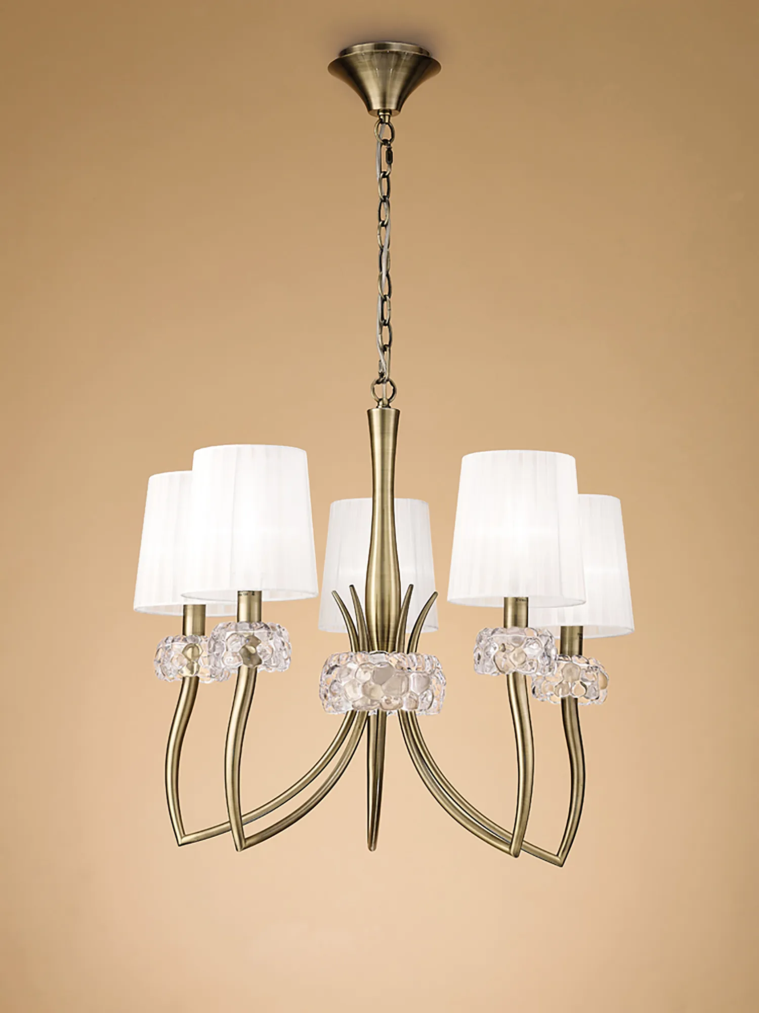 Loewe Antique Brass-White Ceiling Lights Mantra Multi Arm Fittings